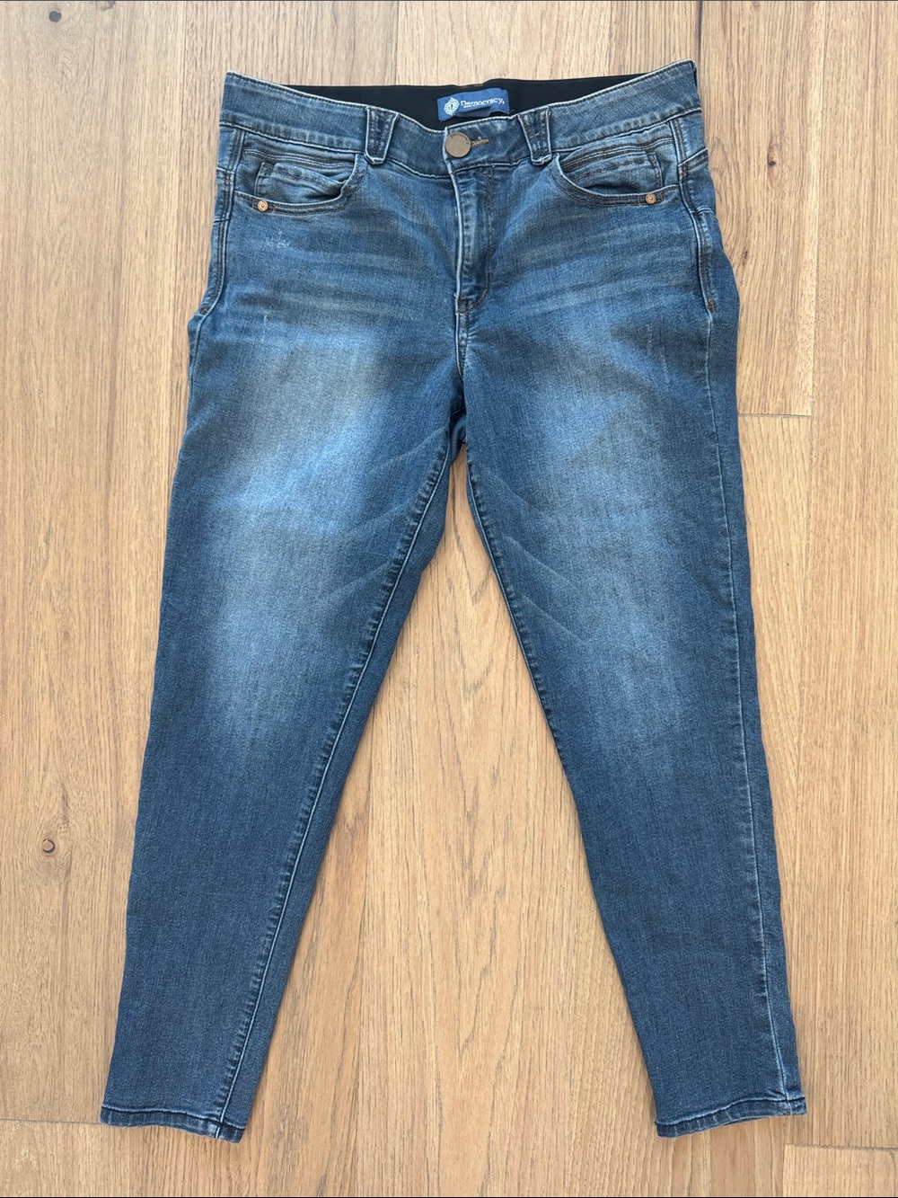 Democracy Denim Jeans AB Solution Medium Wash Ankle Tapered Leg Women’s 12 Pants